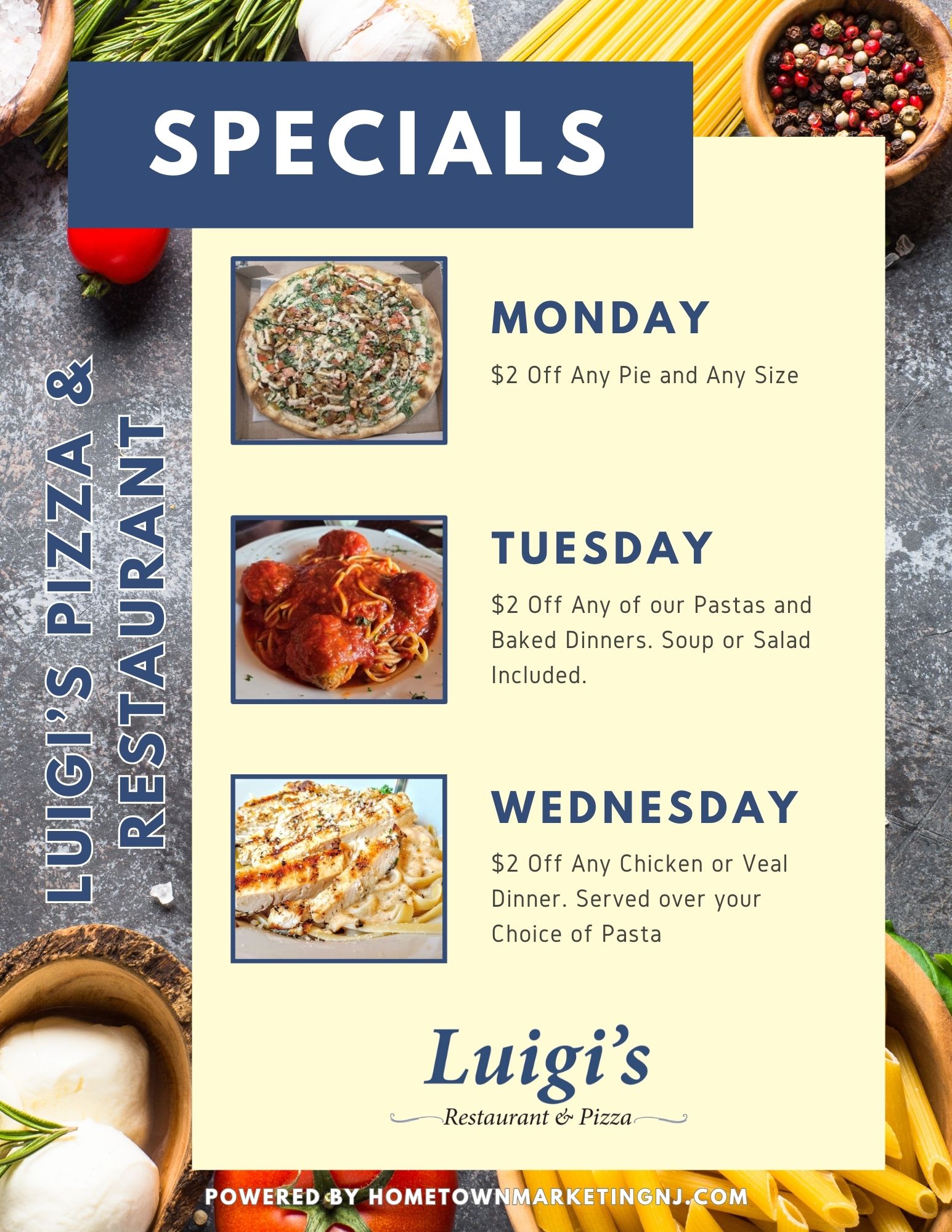 Luigis Pizza Daily Specials